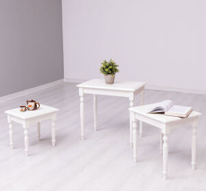 Landhausstil Beistelltisch 3er Set altweiß