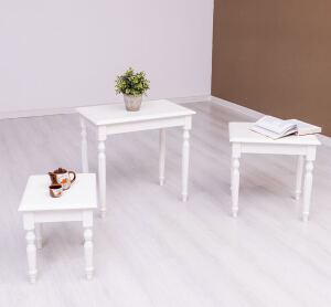 Landhausstil Beistelltisch 3er Set altweiß