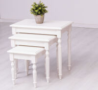 Landhausstil Beistelltisch 3er Set altweiß