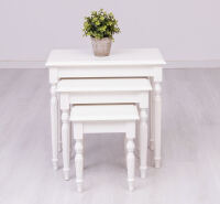 Landhausstil Beistelltisch 3er Set altweiß