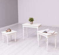 Landhausstil Beistelltisch 3er Set altweiß
