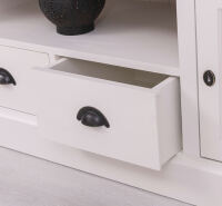 Landhausstil TV-Sideboard weiß - Eichenplatte