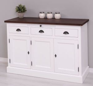 Massivholz Sideboard weiß im Landhausstil