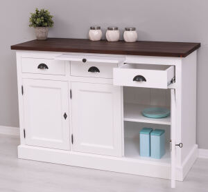 Massivholz Sideboard weiß im Landhausstil