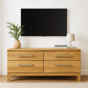 TV Board 120 cm breit aus Eiche geölt
