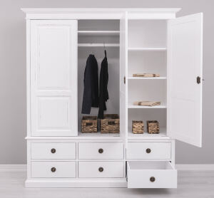 Landhaus Kleiderschrank mit Schubladen, Shabby Chic