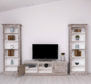 TV-Wohnwand Landhausstil mit Regalen - 3-teilig