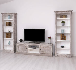 TV-Wohnwand Landhausstil mit Regalen - 3-teilig
