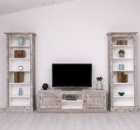 TV-Wohnwand Landhausstil mit Regalen - 3-teilig