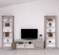 TV-Wohnwand Landhausstil mit Regalen - 3-teilig
