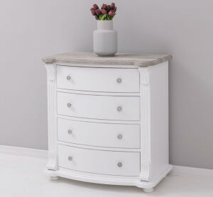 Landhaus Kommode Shabby Chic weiß, Eichenplatte
