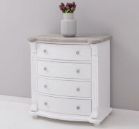 Landhaus Kommode Shabby Chic weiß, Eichenplatte