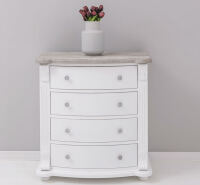 Landhaus Kommode Shabby Chic weiß, Eichenplatte