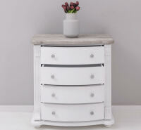 Landhaus Kommode Shabby Chic weiß, Eichenplatte