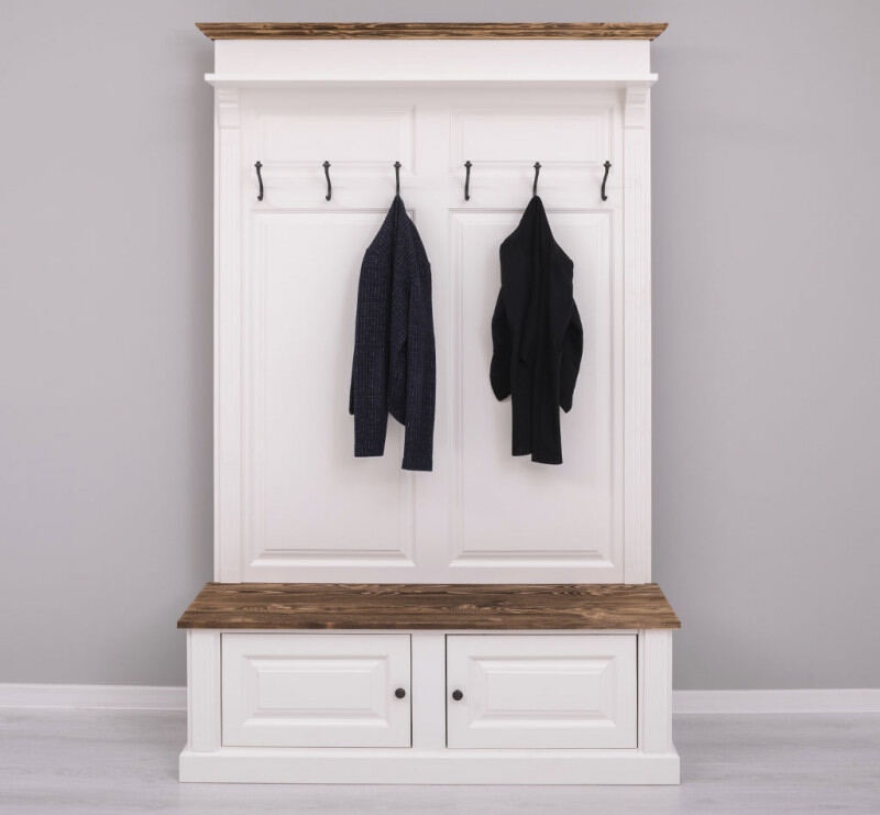 Massivholz Landhaus Garderobe altweiÃŸ-braun