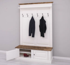 Massivholz Landhaus Garderobe altweiÃŸ-braun