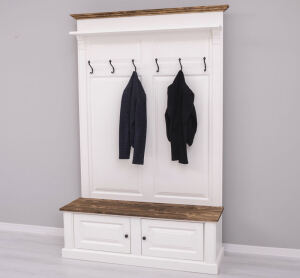 Massivholz Landhaus Garderobe altweiÃŸ-braun