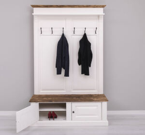 Massivholz Landhaus Garderobe altweiÃŸ-braun