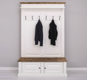 Massivholz Landhaus Garderobe altweiß-braun