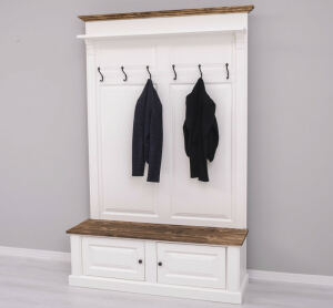 Massivholz Landhaus Garderobe altweiß-braun