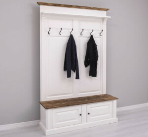Massivholz Landhaus Garderobe altweiß-braun