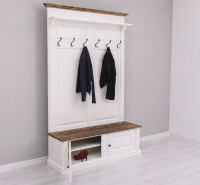Massivholz Landhaus Garderobe altweiÃŸ-braun