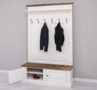 Massivholz Landhaus Garderobe altweiß-braun