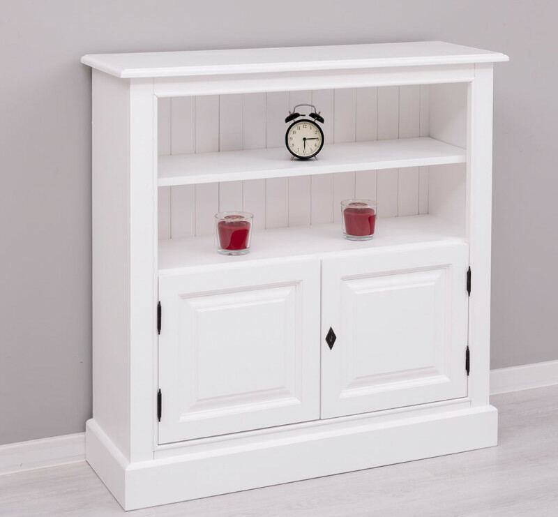 Niedriges Regal mit Schrank - weiß