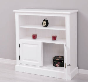 Niedriges Regal mit Schrank - weiß