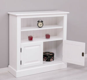 Niedriges Regal mit Schrank - weiß