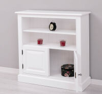 Niedriges Regal mit Schrank - weiß