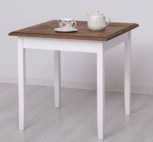 Quadratischer Holztisch Landhausstil weiß braun -...