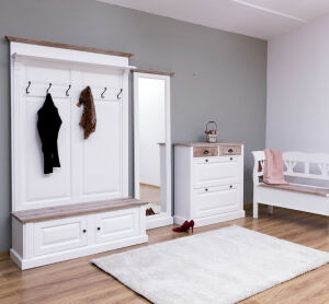 Landhaus Garderoben-Set weiß (3-teilig)