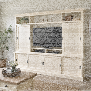 TV Wohnwand im Landhausstil Eierschale