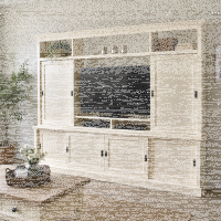 TV Wohnwand im Landhausstil Eierschale