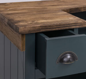 Schmaler Massivholz Bartresen Vintage, 120 cm - Eichenplatte
