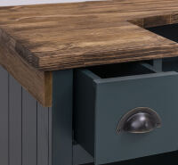 Schmaler Massivholz Bartresen Vintage, 120 cm - Eichenplatte