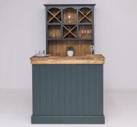 Schmaler Massivholz Bartresen Vintage, 120 cm - Eichenplatte