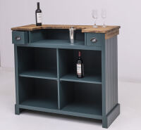 Schmaler Massivholz Bartresen Vintage, 120 cm - Zinkplatte