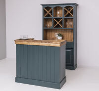 Schmaler Massivholz Bartresen Vintage, 120 cm - Zinkplatte