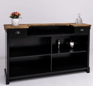 Langer Massivholz Bartresen Vintage, 180 cm - Zinkplatte