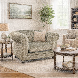 Chesterfield Sessel Perlgrau