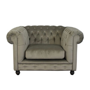Chesterfield Sessel Perlgrau