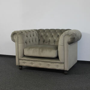 Chesterfield Sessel Perlgrau
