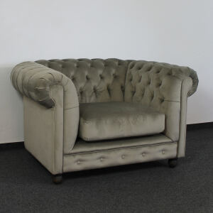 Chesterfield Sessel Perlgrau