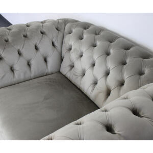 Chesterfield Sessel Perlgrau