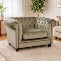 Chesterfield Sessel Perlgrau