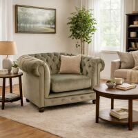 Chesterfield Sessel Perlgrau