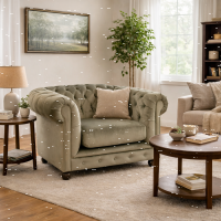 Chesterfield Sessel Perlgrau