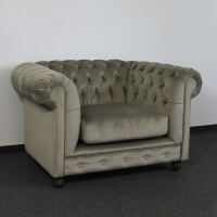 Chesterfield Sessel Perlgrau